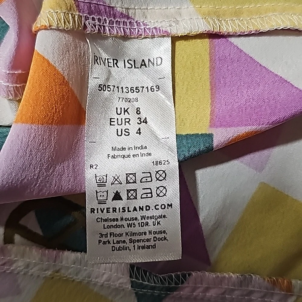 River Island Peace & Heart Print Button Down Dress Size 4 - Picture 6 of 9